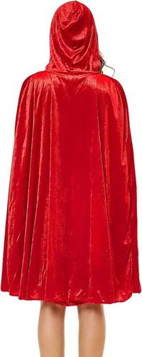 Vista 3 de Disfraz de Caperucita Roja para mujer, disfraz de Halloween, vestido de fiesta de cosplay