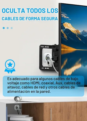 Vista 3 de Kit de gestión de cables de pared con accesorio de taladro de sierra perforadora - Incluye gestión de cables de alimentación y bajo voltaje