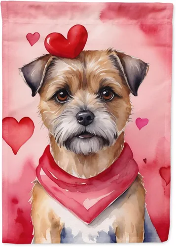 Vista 131 de Caroline's Treasures DAC5252GF Affenpinscher - Bandera de jardín con texto en inglés "My Valentine", bandera decorativa para patio exterior, patio