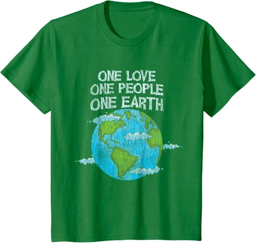 Vista 41 de Vintage One Love One People Planet Cambio climático Día de la Tierra Camiseta Negro