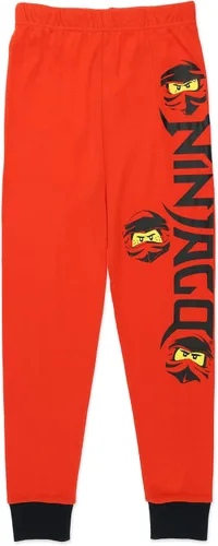 Vista 3 de LEGO Ninjago - Conjunto de pijama de algodón de 4 piezas, color rojo, talla 4 a 10