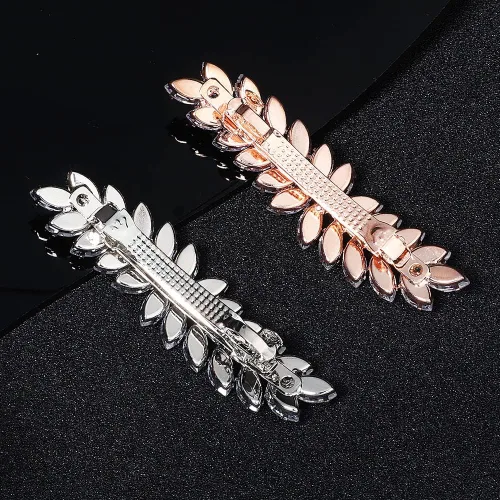 Vista 4 de Xerling Pasadores franceses de diamantes de imitación para el cabello, accesorios automáticos para el cabello, clips de resorte para el cabello