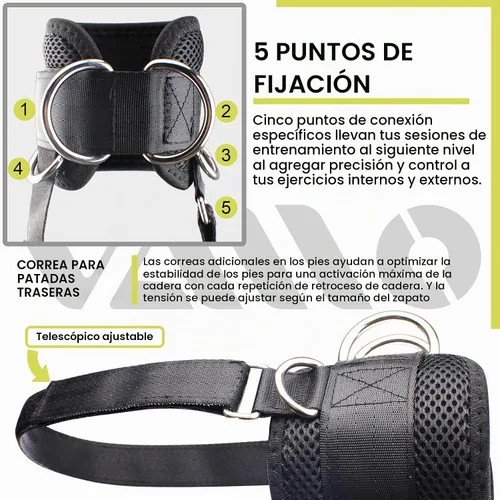 Vista 4 de VAIIO Correas para tobillo para máquinas de cable, neopreno de calce cómodo ajustable, refuerzo con doble anillo en D - Tobilleras prémium
