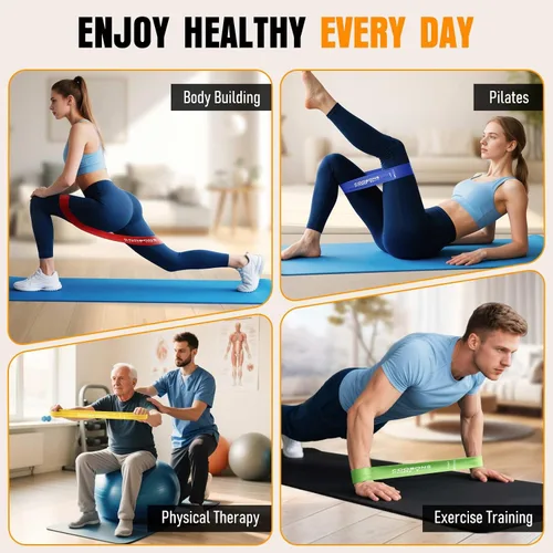 Vista 6 de Resistance Bands for Working Out, Exercise Bands Resistance Bands Set with 5 Resistance Levels, Latex Loop Bands for Women Men, Workout Bands for