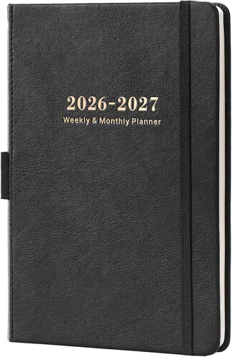 Vista 19 de Agenda 2027 – Agenda semanal mensual 2027 con calcomanías Negro