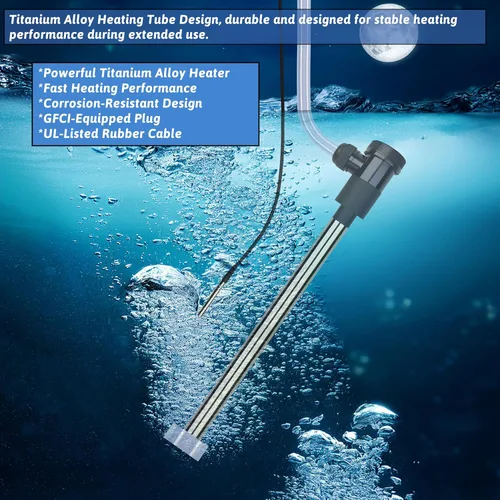Vista 2 de Calentador de agua de inmersión de titanio de 2000 W, portátil, eléctrico, bañera de hidromasaje y calentador de agua sumergible para piscina