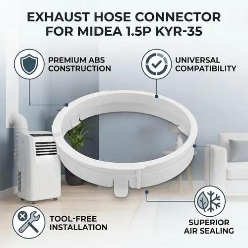 Vista 3 de GLOGLOW - Conector de manguera de aire acondicionado, adaptador de interfaz de conducto de escape ajustable ABS para aire acondicionado móvil 1.5P