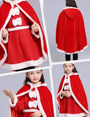 Vista 2 de Party Chili Fur Princess Hooded Cape Cloaks Costume for Girls Dress Up