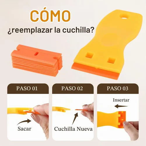 Vista 5 de DOORES Cinta para Extensiones de Cabello 72 Lengüetas y Herramienta Raspadora Removedora con 10 Cuchillas de Repuesto de Plástico, Cinta de Repuesto