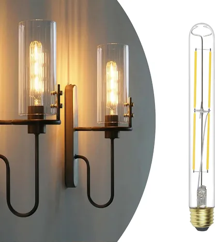 Vista 10 de Paquete de 4 bombillas LED T45/T14, bombillas Edison vintage de 4 W, 2700 K, 550 lúmenes, equivalentes a 40 W, bombillas de tubo ámbar amarillo