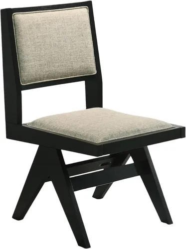 Vista 5 de Contemporary 2pc Dining Arm Chairs Set for Room Table & Seating Kitchen Chairs Fabric Upholstered Plank Arms Oak Veneer Rubberwood,Black-2set