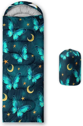 Vista 43 de QOOMO Axolotl - Lindos sacos de dormir para campamento, 3 estaciones, clima cálido y fresco, ligeros, impermeables, para adultos y niños, viajes
