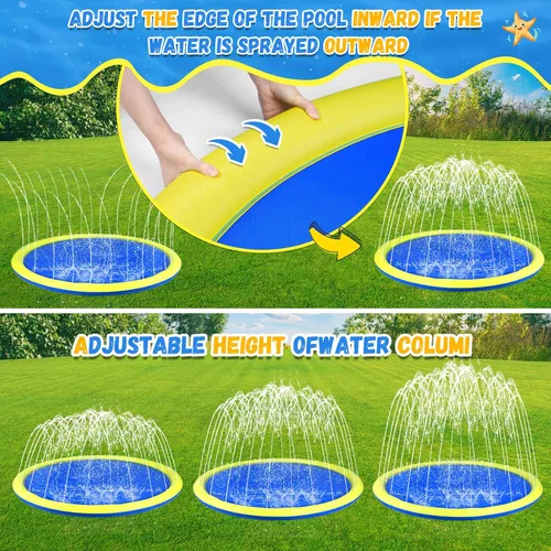 Vista 4 de Almohadilla de Salpicaduras Antideslizante Extra Grande de 107 Pulgadas para Niños y Perros, Piscina Infantil para Perros, Juguetes de Exterior
