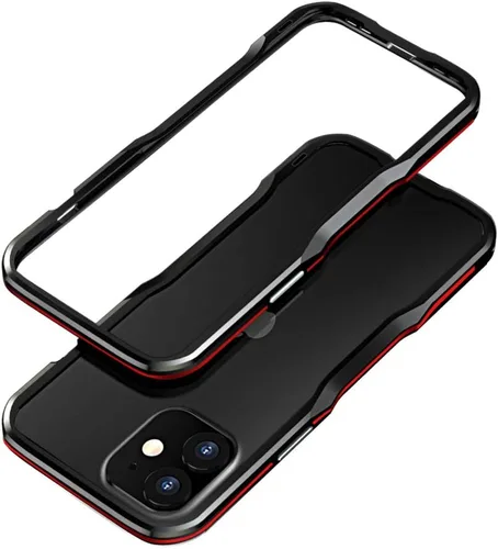 Vista 10 de Parachoques de aluminio compatibles con iPhone 12 Mini de 5.4 PULGADAS, estuche con marco metálico, parachoques delgado de diseño genial y Negro