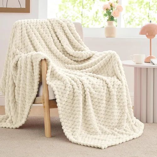 Vista 229 de BEDELITE Manta de forro polar para sofá y cama, manta decorativa de jacquard 3D de almendra, súper suave y acogedora, manta mullida cálida adecuada