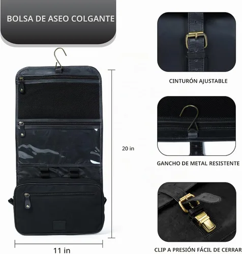 Vista 3 de LEATHER VILLAGE DOPP-3, Negro