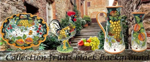 Vista 2 de CERAMICHE D'ARTE PARRINI - Juego de arte de cerámica italiana, azulejos decorativos, cerámica, fruta, 4 estaciones, pintura pintada a mano fabricada