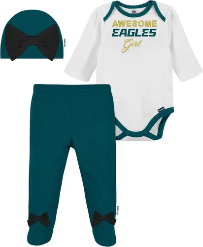 Vista 10 de NFL Conjunto de enterizo, pantalón con pies y gorro de 3 piezas para bebé niña