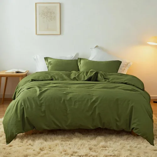 Vista 24 de Simple&Opulence - Juego de funda de edredón de lino francés 104"x 92" - 5 piezas (1 funda de edredón, 4 fundas de almohada) - Mezcla de lino natural