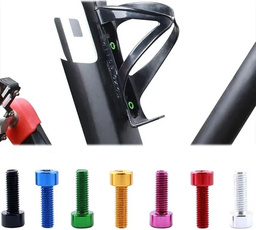 Vista 4 de 2 unids/set bicicleta titular tornillo hervidor rack tornillo aleación aluminio M5x15mm botella agua jaula pernos para bicicleta MTB bicicleta