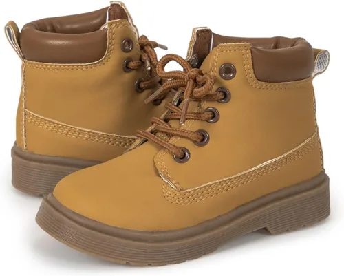Vista 3 de Casazoe Botas de nieve de cuero para niños y niñas, zapatos de vestir para niños pequeños, zapatos de vestir con cordones y suela de textura