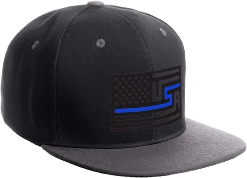 Vista 24 de I&W Hatgear Bandera de Rediseño de Estados Unidos Delgada Azul Línea Roja Soporte American Servicemen Sombrero El Snapback Línea Azul Delgada