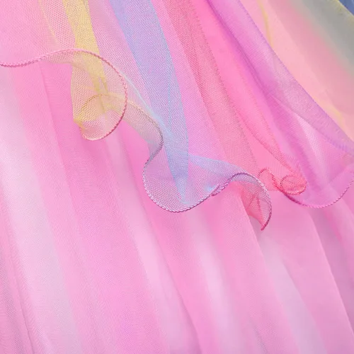 Vista 5 de Anbelarui Disfraz de unicornio de flores para niñas vestido de fiesta de princesa con diadema