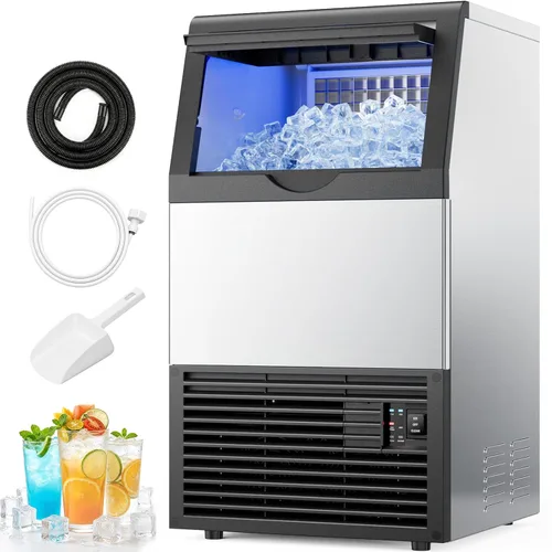 Vista 11 de Mojgar Máquina de hielo comercial 200lbs/24h con contenedor de Plateado