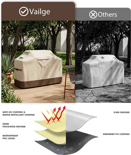 Vista 5 de Vailge Funda para parrilla al aire libre, cubierta impermeable de 48 pulgadas, cubierta de parrilla de gas resistente 600D, resistente a los rayos
