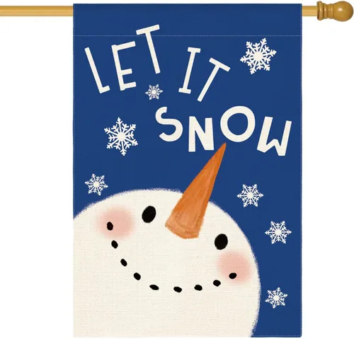 Vista 9 de AVOIN colorlife Azul Deja Que Nieve Muñeco de Nieve Copo de Nieve Bandera de Jardín 12 x 18 Pulgadas de Doble Cara, Bandera Decorativa de Navidad