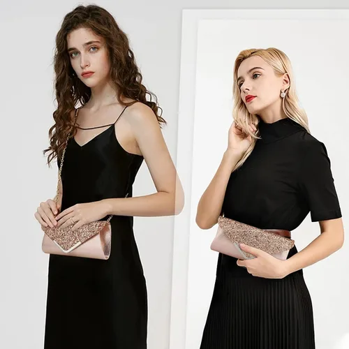 Vista 6 de jessie Bolso de mano para mujer, bolso de noche con purpurina brillante para bodas y fiestas