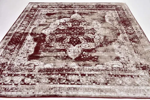 Vista 409 de Unique Loom Colección Sofia - Alfombra de área Salle Garnier (7' 1" x 10' Rectángulo, Borgoña/ Marfil)