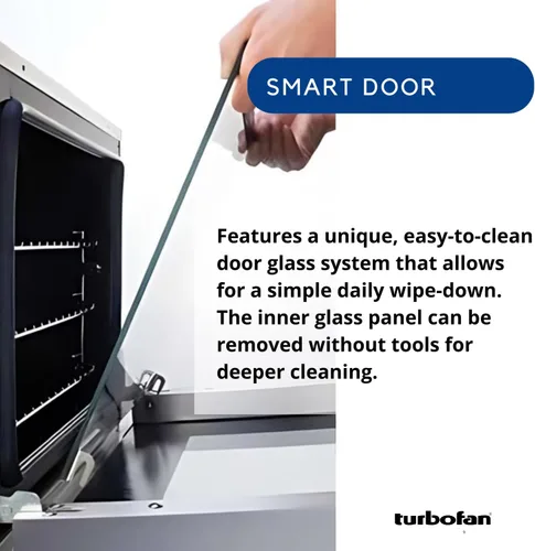 Vista 3 de Moffat Turbofan E33 - Hornos de convección eléctricos de encimera de tamaño completo con soporte, doble pila con ruedas, control digital, 208