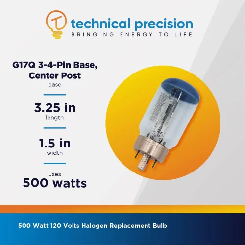 Vista 7 de Technical Precision para proyector Eversmart Carousel 600 DEK - 1 paquete 500W · Luz · Base G17Q de 4 pines · Parte superior opaca T12 · 3250K · 25