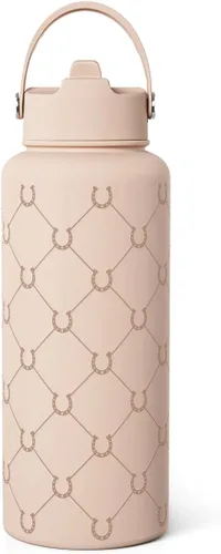 Vista 10 de Regalo de repostería para mujeres, botella de agua de acero inoxidable de 32 oz con tapa y popote, botellas aisladas estéticas de dulces, regalos