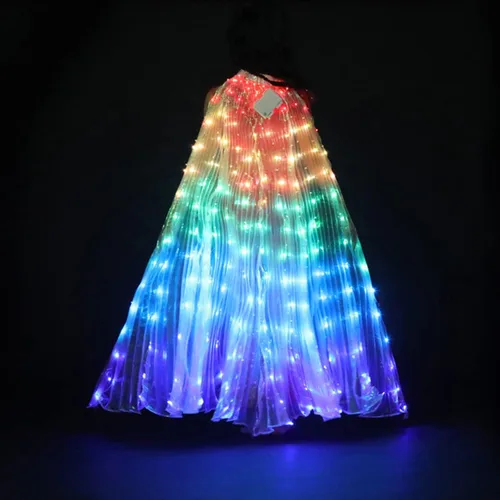 Vista 6 de HOTBEST Alas LED ISIS, alas de danza del vientre, alas de mariposa LED coloridas iluminadas, alas de baile de ángel brillante con palo telescópico