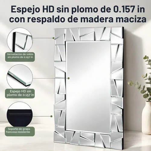 Vista 3 de Chende Espejos decorativos modernos 3D para pared, espejo de sala de estar