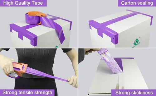 Vista 4 de BOMEI PACK Cinta de embalaje resistente para envíos morada 2.4mil x 2 in x