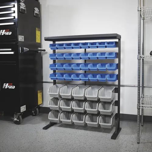 Vista 8 de Strongway Unidad de almacenamiento a granel de un solo lado con 47 contenedores surtidos, 36 1/2 pulgadas de ancho x 14 pulgadas de profundidad x 46