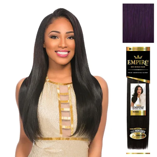 Vista 28 de Sensationnel - Cabello humano Empire Yaki, tejido sin enredos para un tejido rápido y estilo cosido para conseguir reflejos artificiales, paquete