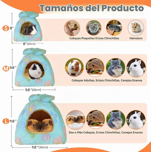 Vista 3 de Cama de conejillo de indias, accesorios de casa de escondite de conejillo de indias, cama cálida para animales pequeños, hámsters, chinchillas Verde