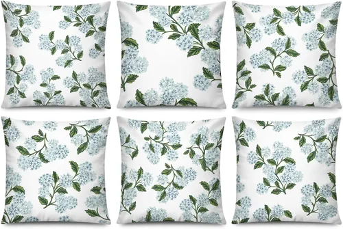 Vista 17 de COMMINY Juego de 6 fundas de almohada decorativas de 16 x 16 pulgadas / 16.0 x 16.0 in., diseño de margaritas y margaritas para sofá, moderna funda