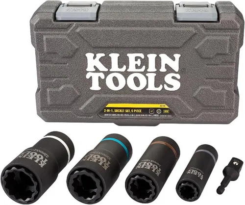 Vista 10 de Klein Tools Toma de impacto, métrica, unidad de 1/2 pulgada, enchufes profundos de 12 puntos