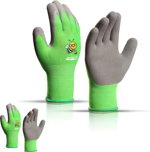 Vista 20 de KDK Guantes de jardinería para niños de 3 a 5 años, guantes de trabajo de patio para niños pequeños, jóvenes, niñas, niños, guantes de goma