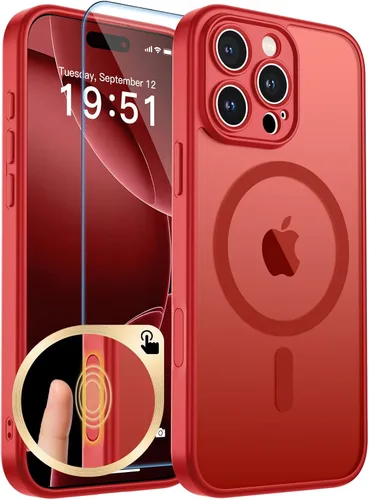 Vista 277 de zapica Funda magnética para iPhone Air, con protector de pantalla de vidrio templado, compatible con MagSafe, translúcida mate, a prueba de golpes