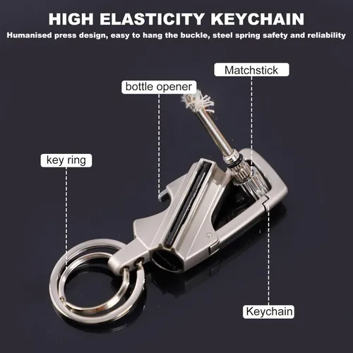 Vista 6 de 2Pcs Permanent Match Infinity Lighter with Multitool Keychain Bottle Opener
