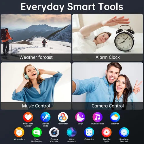 Vista 7 de Reloj Inteligente para Hombres y Mujeres, Rastreador de Fitness (Contestar/Hacer Llamadas), Batería de 1000 mAh, Más de 120 Modos Deportivos