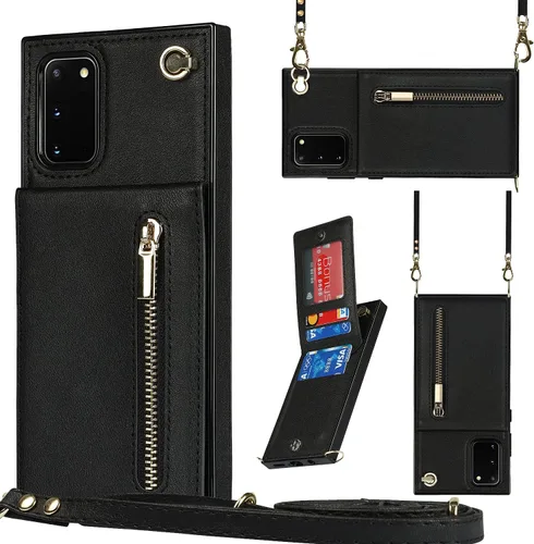 Vista 21 de Funda para teléfono Samsung Galaxy Note 9 con correa cruzada, tarjetero de cuero, ranuras de crédito, soporte magnético, accesorio para celular
