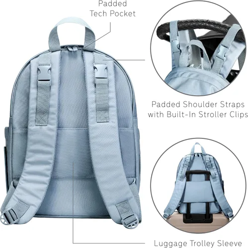 Vista 5 de uninni Mochila grande para pañales para mamás y papás–Bolsa de pañales para bebés con cambiador portátil, estuche de chupete extraíble - Negro