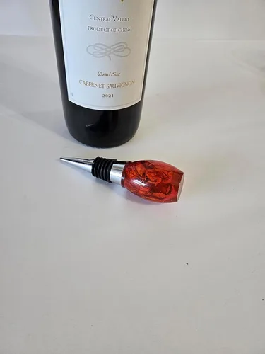 Vista 7 de tapon de botella de vino protector de vino (rojo con flor)